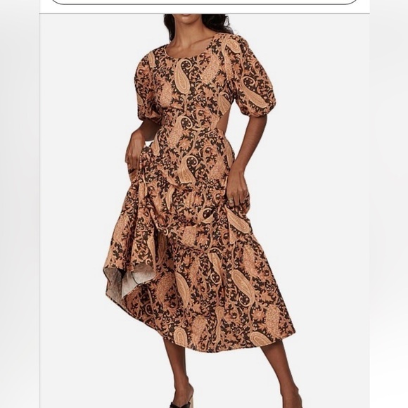 NWT Charlie Holiday X Free People Flores Burnt Paisley Midi Dress. Size 2 (XS). - Picture 6 of 11